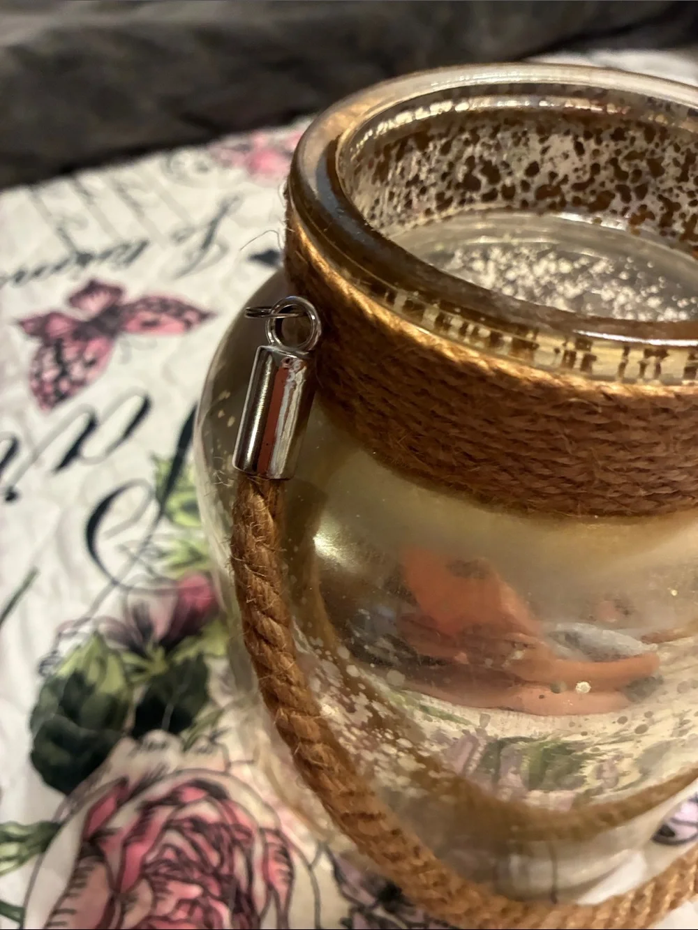 Gold Glass Rope-Handled Decorative Vase